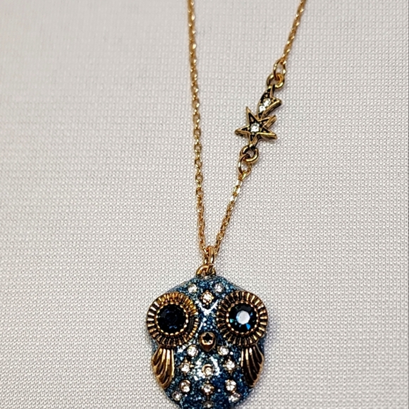 Betsey Johhson Owl Pendant With Blue Rhinestones - Picture 5 of 12